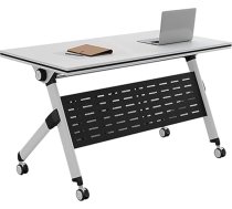 Faltbarer mobiler Meetingtisch mit feststellbaren Rädern, 160 x 40,6 x 76,2 cm, rechteckig, Laptop-Schreibtisch für Zuhause, Büro, Training, Gaming, Arbeitsplatz und Schreiben, Weiß