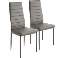 Homewell Dining Room Chairs, Set of 2, Ergonomic Back with Steel Frame, High-Quality PU Leather with Thickened Sponge, Home and Kitchen Furniture (2, Model 1, Grey)