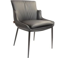 SIX Comfortable Lusso Genuine Leather Chair - High Quality Cowhide Leather, Load Capacity up to 150 kg, Ergonomic, Sturdy, Ideal for Dining Room, Office, Conference Room - Black