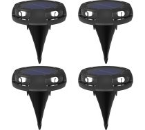 4 Stück Solar-Bodenleuchten, warmweiße LED, 11,9 x 13,7 cm, seitlich, automatisches Ein-/Ausschalten, schwarze Kunststoff-Solarleuchten für Rasen, Hof, Terrasse
