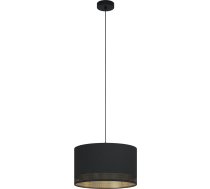 EGLO Esteperra piekaramais gaismeklis, 1 spuldzes retro retro piekaramais gaismeklis, izgatavots no tērauda un tekstila melnā, zelta krāsā, galda lampa, viesistabas lampa ar E27 ligzdu, diametrs 38 cm