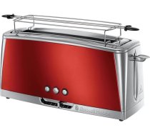 Russell Hobbs Luna 23250-56 Grauzdētava ar garu slotu 2 šķēlītēm / 1 plata maizes šķēle Nerūsējošais tērauds, sarkans (īpaši plats slots grauzdiņiem, ar bulciņu stiprinājumu, 6 apbrūnināšanas līmeņi + atkausēšanas un atkārtotas s