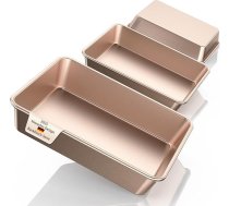 3 kastroļu trauku komplekts cepšanas veidņu komplekts cepeškrāsnij 25+30+35 cm nesadalītās cepamās trauku formas no smagā metāla, dziļas lazanjas veidnes kūku cepšanai virtuvē (T742435)