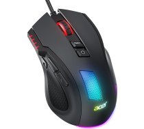 acer Gaming pele ar kabeli 12800 DPI, vadu datorpele Gaming ar draiveri, 1000Hz pieprasīšanas ātrums un 8 programmējamas pogas, Quick Fire poga un RGB apgaismojums, datorpele Gaming, ideāli piemērota datoram/Laptop datoram