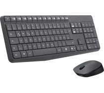 Logitech MK235 bezvadu tastatūras un peles komplekts, 2,4 GHz savienojums, izmantojot Unifying Nano USB uztvērēju, 10 m darbības rādiuss, 15 FN pogas, 3 gadu akumulatora darbības laiks, PC / klēpjdators, vācu QWERTZ izkārtojums - pelēks