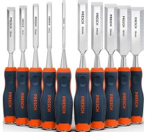 Presch 10 detaļu kaltu komplekts - gatavi kalti (6, 10, 12, 16, 18, 20, 24, 26, 32, 38 mm) - profesionāls pacelšanas stienis ar 25° ķīļa leņķi un izturīgu metāla uzgalīti