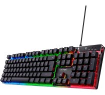 Trust Gaming GXT 835 Azor Gaming tastatūra ar apgaismojumu, vācu QWERTZ izkārtojums, pilna izmēra tastatūras izkārtojums, 3 LED krāsu režīmi, Anti-Ghosting, 12 multimediju funkciju taustiņi, PC/Laptop