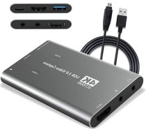 KuWFi Video ierakstīšanas karte 1080P 60fps HD video ierakstīšanas karte Straumēšanas HDMI uz USB 3.0 adapteris tiešraides video ierakstīšanai Xbox One, PS4, Wii, Nintendo Switch ierīcēm
