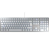 Cherry KC 6000 Slim tastatūra, vācu QWERTZ izkārtojums, vadu, šķērveida mehānisms perfektiem taustiņu sitieniem, īpaši plakans dizains, sudraba krāsā