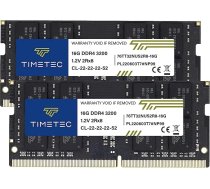Timetec Premium 32GB komplekts (2x16GB) DDR4 3200MHz (DDR4-3200) PC4-25600 Non-ECC Unbuffered 1.2V CL22 2Rx8 Dual Rank 260 Pin SODIMM AMD un Intel spēļu portatīvo datoru datoriem DDR4 3200MHz (DDR4-3200)