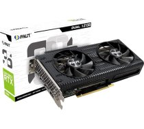 Palit GeForce RTX 3050 Dual Grafiskā karte, 8GB, GDDR6, LHR, 3584 kodolu, 1320 MHz GPU, 1777 MHz Boost, Amp arhitektūra, 3X DisplayPort, HDMI, Dual Fan, NE63050019P1-190AD, melna