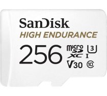 SanDisk augstas izturības microSDXC atmiņas karte 256 GB + adapteris (autokamerām un privātajām drošības kamerām, 100 MB/s nolasīšanas ātrums, V30 Full HD un 4K video)