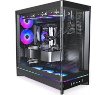 MONTECH HS02 PRO, ATX Mid-Tower PC korpuss, spēļu datoram, augsta gaisa plūsma, reversīvs izkārtojums, izturīgs izliekts rūdīta stikla priekšējais panelis, 5X ARGB PWM ventilatori, iepriekš uzstādīti, izplūdes konstrukcija