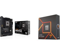 ASUS TUF TUF Gaming B650-PLUS pamatplate Socket AMD AM5 (Ryzen 7000, ATX, PCIe 5.0, DDR5 atmiņa, 14 barošanas pakāpju, USB 3.2 Gen 2x2 Type-C, 2.5G Ethernet, Aura Sync)+ 7 7600X procesors 4,7 GHz 32 MB L3 Box