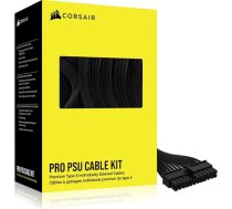Corsair Premium klases 5. tipa PSU kabelis ar vienu apvalku - Pro komplekts - melns