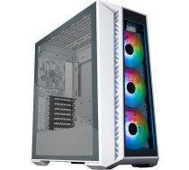 Cooler Master MasterBox 520 PC korpuss - Mid Tower ATX korpuss, 4 x iepriekš uzstādīti ventilatori, vairākas gaisa plūsmas konfigurācijas, rūdīta stikla priekšējais un sānu panelis, ARGB kontrolieris - balts