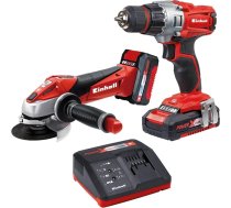 Einhell mašīnu komplekts (darbarīki) TE-TK 18 Li komplekts (CD+AG) Power X-Change (litija joni, 18 V, akumulatora urbjmašīna TE-CD 18/2 Li, akumulatora leņķa slīpmašīna TE-AG 18/115 Li, ieskaitot 1,5 Ah akumulatoru, 3 Ah akumulatoru, ātro lād