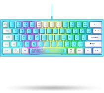 LexonElec K61 60 % spēļu krāsaina tastatūra Mini zilā un baltā krāsā ar RGB apgaismojumu - UK izkārtojums QWERTY Estētiska tastatūra Cute - Mehāniskā Ergonomika Kawaii - portatīvajam datoram