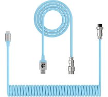 XINMENG X MAMBASNAKE C01 spirālveida tastatūras kabelis, C tipa līdz USB-A HyperSpeed līnija ar 8KHz atgriešanās ātrumu spēļu tastatūrai, TPU pielāgotais USB-C kabelis ar metāla aviāciju, PC/telefons - zils