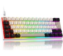 ZIYOU LANG MK21 mehāniskā spēļu tastatūra, 60% kompakts UK izkārtojums, 61 taustiņš, mini vadu tastatūra ar karsto nomaiņu, RGB apgaismojumu, anti-hosting, sarkans slēdzis, PC, MAC, spēlētājiem, birojam - Star White