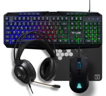 The G-Lab - Combo Sodium - Spēļu tastatūra 4 in 1 - AZERTY USB RGB spēļu tastatūra 19 antihostinga taustiņi Spēļu pele 6400 DPI Spēļu austiņas un peles paliktnis - PC/PS4/PS5/Xbox