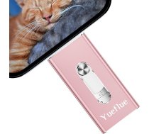 USB zibatmiņas karte 128 GB, atmiņas karte iPhone, 3 in 1 USB zibatmiņas karte mobilajam tālrunim ar i0S/pad/Android/PC, kopē fotoattēlus un video bez lietotnes lejupielādes (rozā)