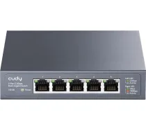 Cudy 5 pieslēgvietu daudzgigabitu Ethernet komutators, 2,5 Gbps pieslēgvietu skaits, cilpas noteikšana, 802.3az enerģijas taupīšana, uzstādāms uz galda vai sienas, dizains bez ventilatora, HS105