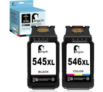 Penguin 545 XL 546 XL printeru kasetnes priekš Canon 545XL 546XL for TR4650 4651 TS3350 TS3450 MG2555S MG2450 MG2550 MG3050 MG3051 MG3053 MX495 atjaunotas kasetnes (1 1 1 melna 1krāsa)