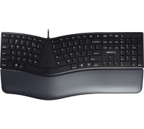 CHERRY KC 4500 ERGO Ergonomiskā tastatūra, spāņu izkārtojums (QWERTY), vadu, plaukstas balsts ar atmiņas putām, izliekta tastatūra, melna