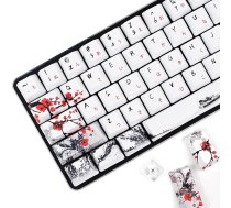 MOLGRIA taustiņu vāciņu 71 komplekts spēļu mehāniskajai tastatūrai, pielāgotas PBT OEM profila taustiņu vāciņi ar japāņu burtu Cherry MX 71/61 60% tastatūrai (Plum Blossom)
