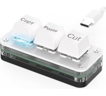 Mini tastatūra ar 3 pogām - Copy Paste Cut - Mehāniskā RGB spēļu tastatūra, programmējama, makro, pielāgota, kompakta, C tipa, Windows un Mac (balta, Copy/Paste/Cut)