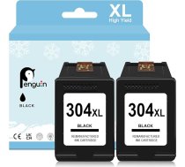 Penguin 304 XL printera kasetnes priekš HP 304XL priekš AMP 100 120 125 130 Deskjet 2622 2652 3720 3750 3760 Envy 5010 5020 5030 5058 (2 melnas)