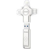 iDiskk 128GB 4 in 1 USB zibatmiņas disks automātiskai fotoattēlu un video dublēšanai un pārsūtīšanai Windows/macOS/iOS/Linux/Android Cinka sakausējums