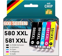 Amaprint XXL kasetnes saderīgas ar Canon PGI-580 CLI-851, piemērotas Pixma TR7550 TS6150 TS6151 TS6251 TS6350 TS6351 TS6351 TS705 TS9550 (5 printeru kasetnes)