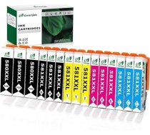 580XXL 581XXL tintes kasetnes priekš Canon 580 581 Multipack XXL, saderīgas ar Canon Pixma TS6150 TS705 TR7550 TS8150 TS8250 TS8251 TR8500 TR8550 (PGBK Black Cyan Magenta Yellow, 15 Pack)