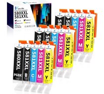 580XXL 581XXL tintes kasetnes Canon 580 581 Multipack XXL saderīgas ar Canon Pixma TR8550 TS705 TS6350 TS6350a TS705a TS6351 TS6250 TS6150 TS9550 TS6300 (PGBK/C/M/Y/B). KKK,K,K