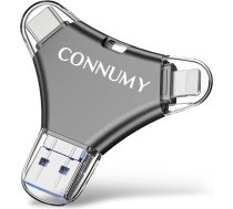 USB zibatmiņas karte 64 GB iPhone, 4 in 1 atmiņas karte tālrunim/paliktnim/ Android/personālajam datoram, USB zibatmiņas ārējā atmiņas karte, fotoattēlu/video materiālu dublēšana bez lietotnes