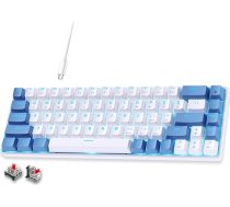 abucow 60% mehāniskā spēļu tastatūra, vadu kompakta tastatūra ar zilu fona apgaismojumu, ziliem slēdžiem un maināmiem pelēk-melniem taustiņiem (zila/balta)