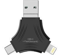 3 in 1 zibatmiņas disks iPhone zibatmiņas diskam Drošības aizsardzība Foto un video U disks USB 3.0 ārējā atmiņa, saderīgs ar iPhone/Mac/Android