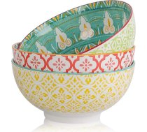 Ramen salātu bļoda, zupa bļodas, porcelāns, 1,7 litri, liela bļoda salātiem, zupai, makaroniem, 3 gab. komplekts, krāsainas servēšanas bļodas, 20 cm, piemērotas mikroviļņu krāsnīm un trauku mazgājamām mašīnām