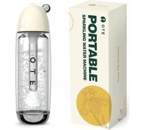 OTE portatīvais ūdens gāzētājs, dzirkstošā ūdens mašīna 450 ml soda ražotājs, mini 8 g cilindrs, ūdens gāzētāja ierīce, bez elektrības, divkāršā slāņa PET pudele, bez BPA, smilškrāsā (bez CO2 cilindra)