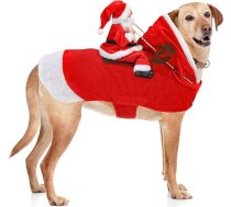 BWOGUE Suņu Ziemassvētku tērps Ziemassvētku mājdzīvnieku apģērbs Ziemassvētku vecītis Jāšanas cosplay tērpi Balles apģērbs maziem, vidējiem un lieliem suņiem un kaķiem