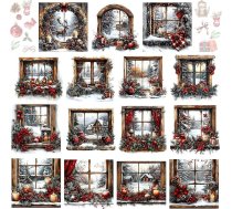 Harloon 15 lapas vintage Ziemassvētku uzlīmes rokdarbiem un mēbelēm, vintage akvareļu logu uzlīmes, uzlīmes skrapbukam, DIY, koka audumam, žurnālam, aploksnei