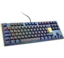 Ducky One 3 Daybreak mehāniskā spēļu tastatūra ar vācu izkārtojumu TKL formātā (80 % tastatūra) ar Cherry MX Blue slēdžiem, iespēju nomainīt slēdžus darbības laikā un RGB apgaismojumu
