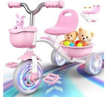 Braxel Balance Bike tricikls no 2 gadu vecuma, bērnu velosipēds ar gaismas riteņiem, 3 līmeņu regulējams sēdeklis līdz 35 kg, bērnu rotaļlieta, āra rotaļlieta no 2 līdz 5 gadu vecumam, Ziemassvētku dāvanas meitenēm – rozā krāsā