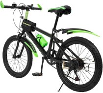 16 collu / 20 collu bērnu velosipēds meitenēm un zēniem Regulējams frīstaila bērnu velosipēds 7 ātrumu kalnu velosipēds ar dubļusargu, ūdens pudeli, kompasu zvaniņu, kravnesību (zaļš)