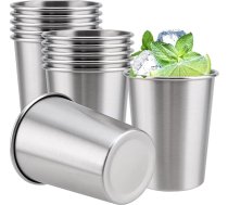 ZOENHOU 12 x 260 ml nerūsējošā tērauda krūzes, atkārtoti lietojamas metāla alus krūzes, saliekamas krūzes, nešķīstamas dzēriena krūzes ballītēm, ceļojumiem, kempingam