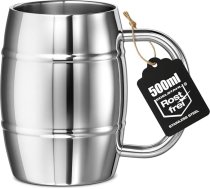 Nerūsējošā tērauda krūze XL – 500 ml termokrūze, izgatavota no 304 nerūsējošā tērauda – dubultās sienas alus krūze un kempinga krūze – nešķīst, bez BPA un izturīga (500 ml – 1 gabals)