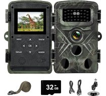Dabas kamera, 2,7K 48 MP video dabas kamera, 120 platleņķa medību kamera, testu uzvarētāja ar kustības sensoru, nakts redzamība ar 32G atmiņas karti, 2,0 collu LCD ekrāns, IP66 ūdensizturīga nakts kamera