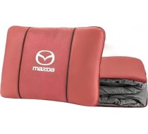 Ceļojuma sega-spilvens 2 in 1 Mazda 3 2003-2009, automašīnas spilvens-segums ar automašīnas logotipu, ceļojuma sega automašīnai, mīksts segums, automašīnas segas, spilvens, lidmašīnas sega, automašīnas aksesuāri, sarkans